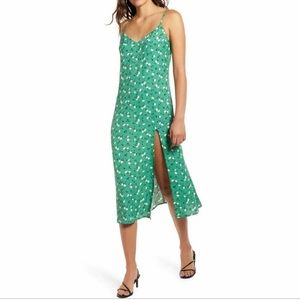 Reformation Crimini Pico Green Floral Print Midi Dress Size 4